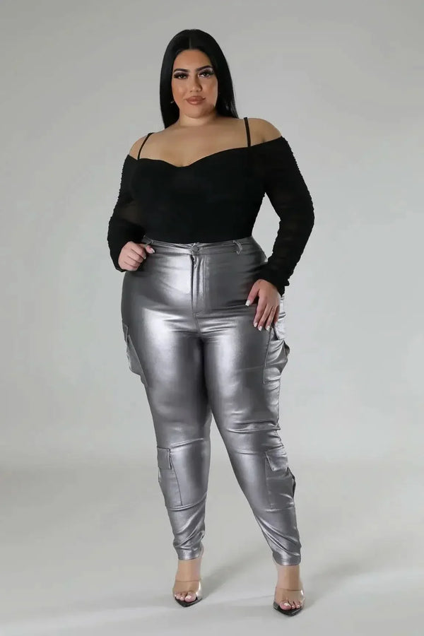 Metallic Pant - Pants-metallic dress pants for women
